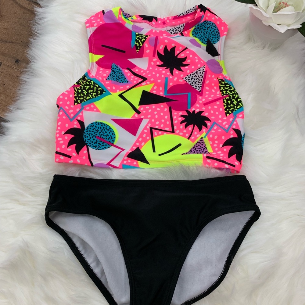 Girls Two Piece Swimsuit SZ 10-12 Art Class
